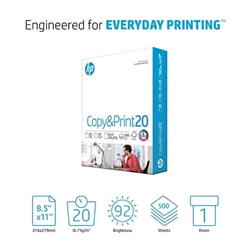 HP Copy&Print20 Printer Paper | 8.5 x 11 Inch | 20 lb | 500 Sheets | 92 Bright White | FSC Certified thumbnail 2