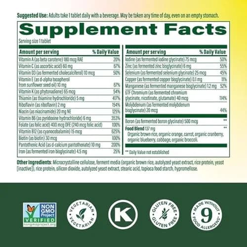 MegaFood One Daily Multivitamin for Women & Men, 22 Nutrients, 90 Tablets | Supports Immunity & Bone Health thumbnail 2