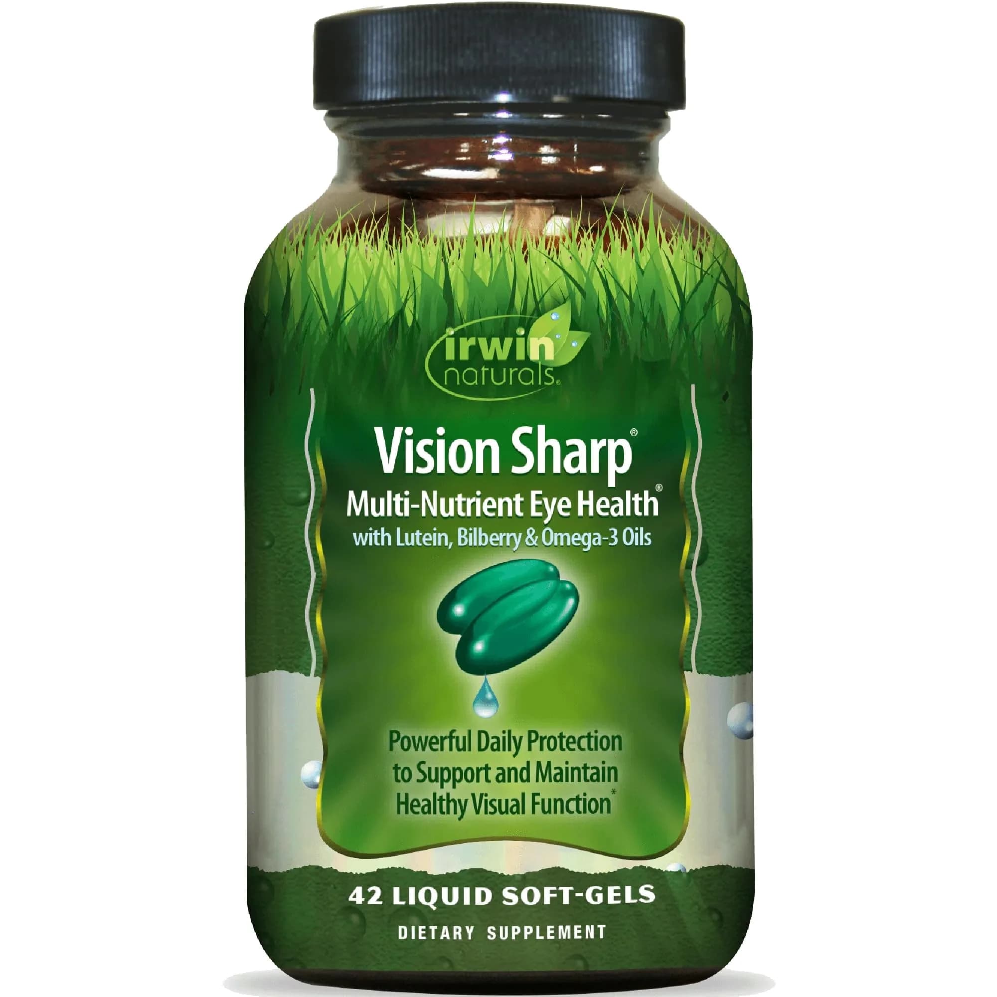 Irwin Naturals Vision Sharp Eye Support Formula 42 Liquid Soft-Gels | Supports Healthy Vision & Macular Nutrition — No Color