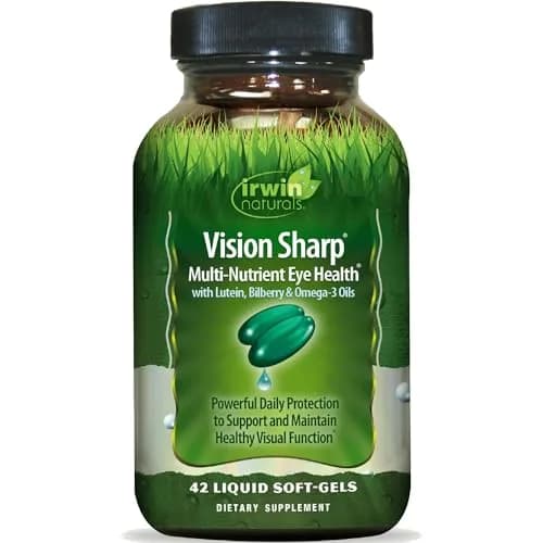Irwin Naturals Vision Sharp Eye Support Formula 42 Liquid Soft-Gels | Supports Healthy Vision & Macular Nutrition thumbnail 1