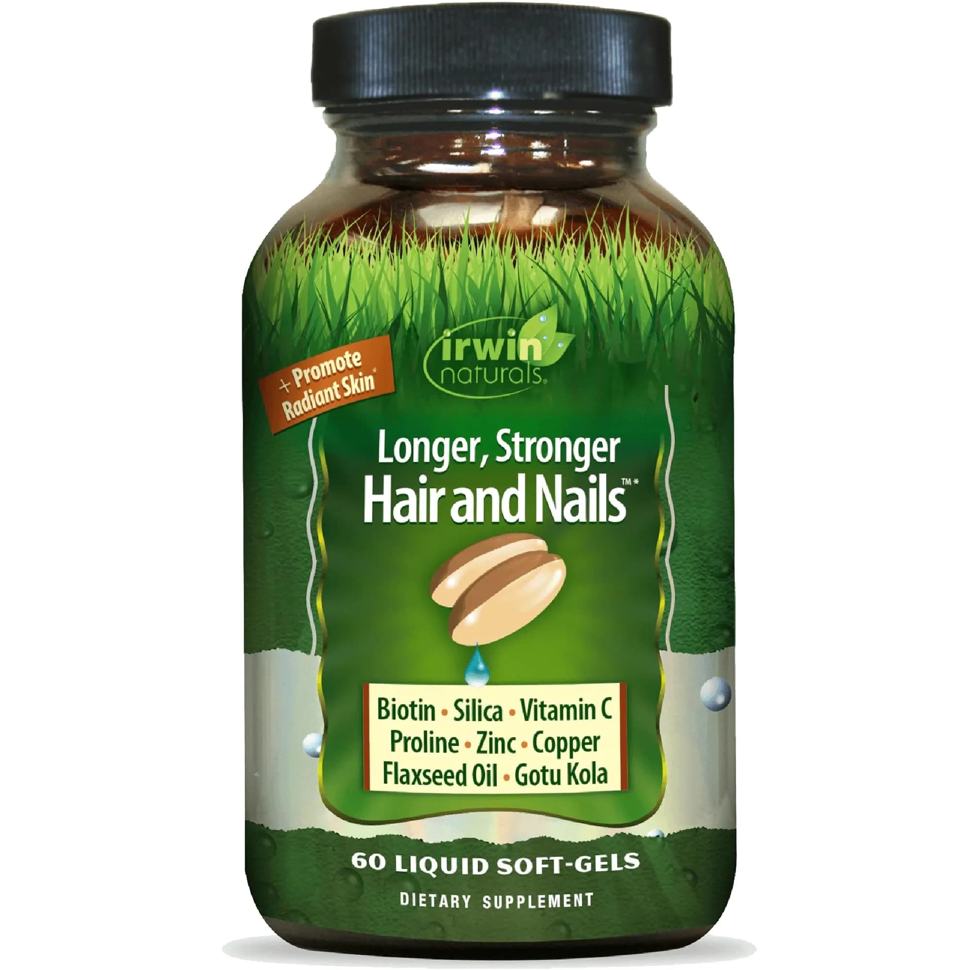 Irwin Naturals Longer, Stronger Hair & Nails Softgels | Biotin + Horsetail Silica for Hair & Nails Support - main product image