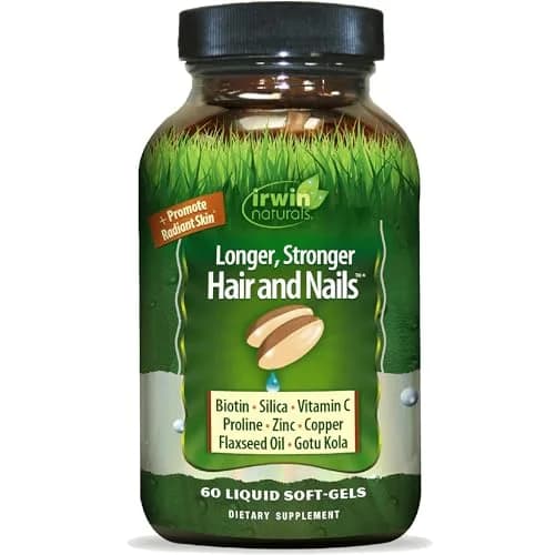 Irwin Naturals Longer, Stronger Hair & Nails Softgels | Biotin + Horsetail Silica for Hair & Nails Support thumbnail 1