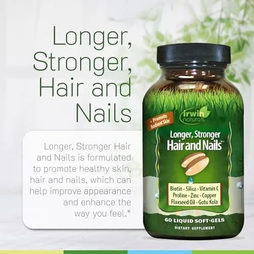 Irwin Naturals Longer, Stronger Hair & Nails Softgels | Biotin + Horsetail Silica for Hair & Nails Support thumbnail 5