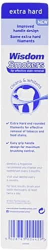 Wisdom Smokers Toothbrush - Extra Hard - (Color May Vary) | Effective Tobacco & Food Stain Removal thumbnail 1