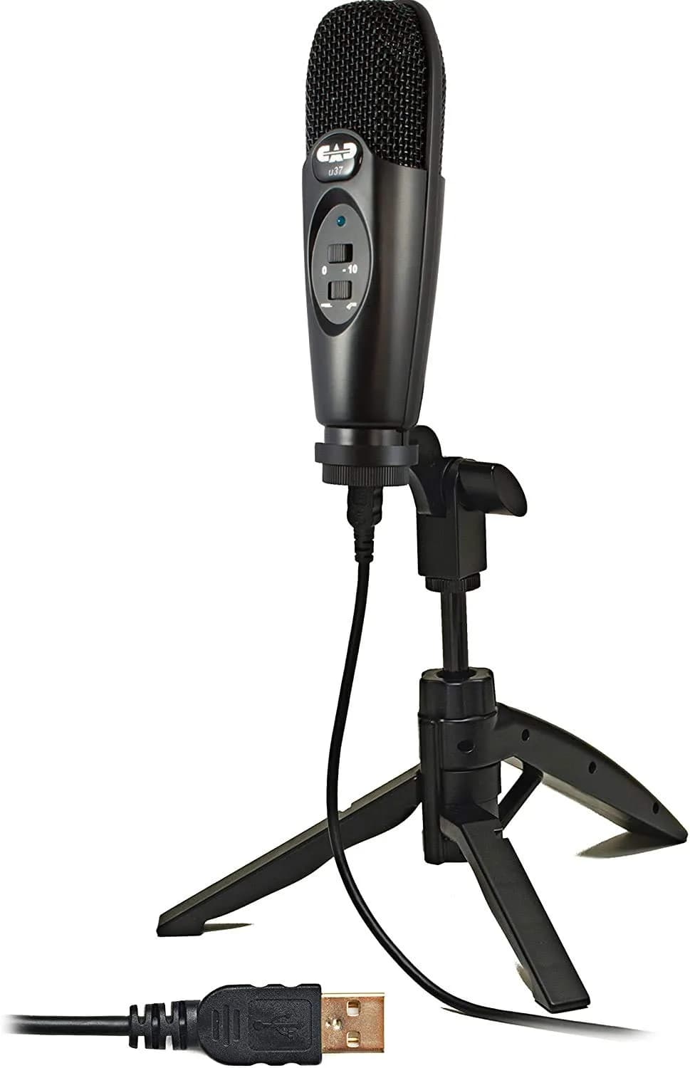 CAD Audio U37 USB Studio Condenser Microphone | Cardioid, 4 x 12 x 9 inches, Metal, USB, 10dB Overload Protection — Champagne