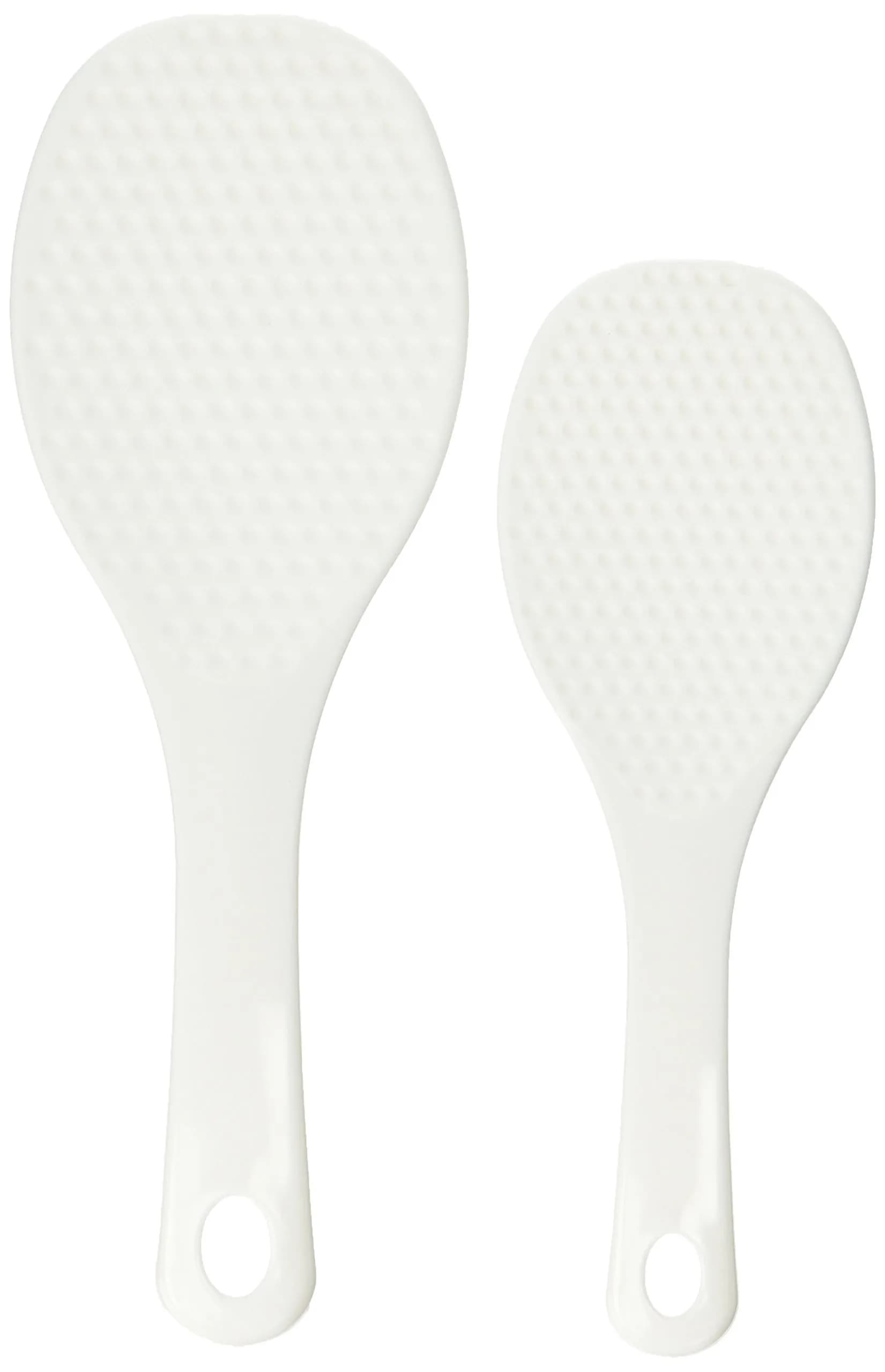 Inomata White Melamine Rice Paddle Set | 2-Piece Japanese Non-Stick Spoon