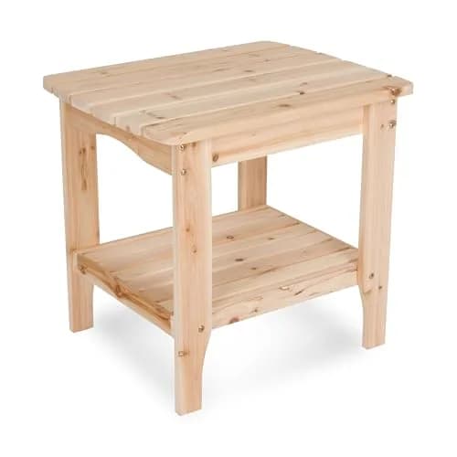 Shine Company Long Island Rectangular Side Table 19"D x 24"W x 22"H | Solid Cedar, 2-Tier thumbnail 1