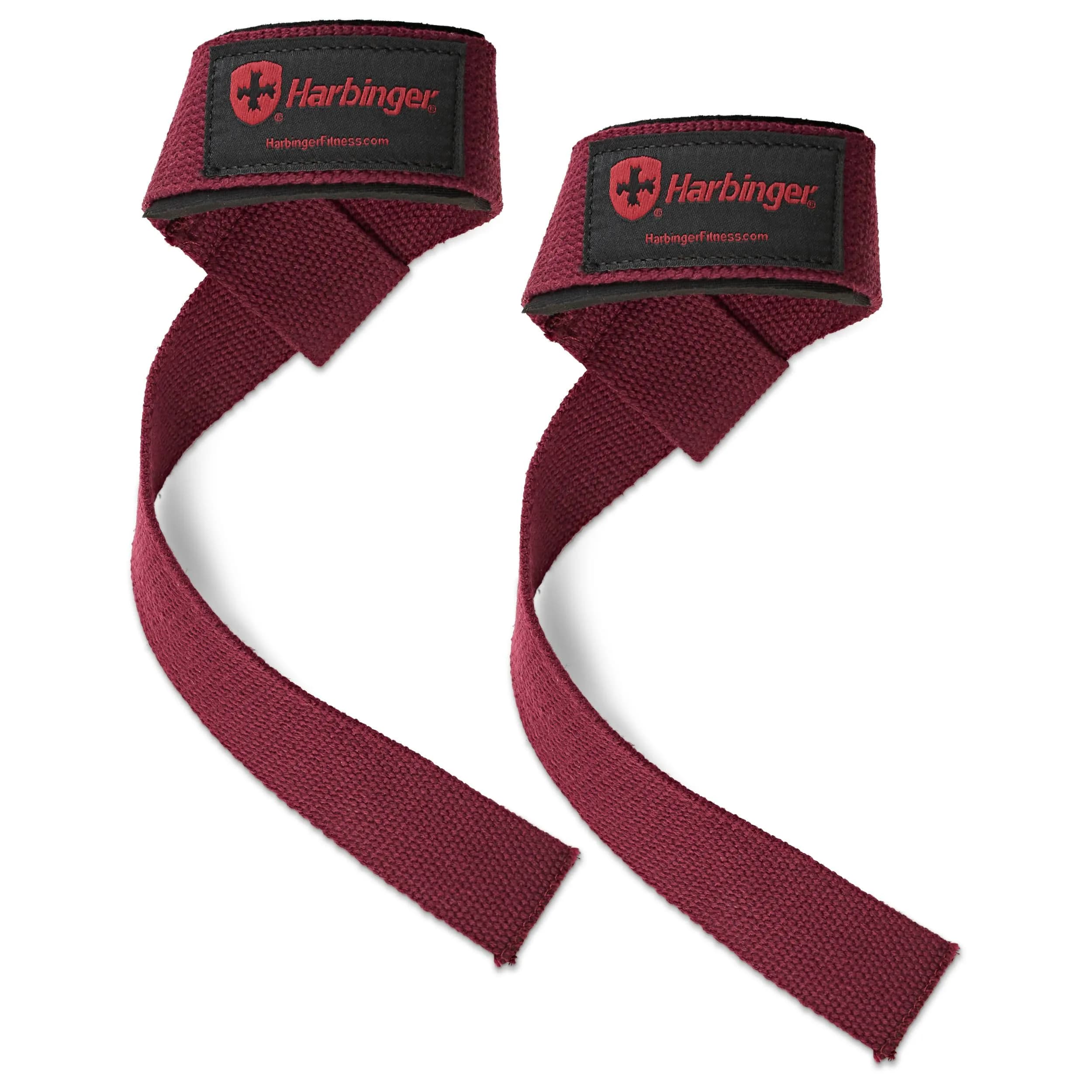 Harbinger Padded Cotton Lifting Straps with NeoTek Cushioned Wrist (Pair, Merlot) | Secure Grip for Heavy Lifts - main product image