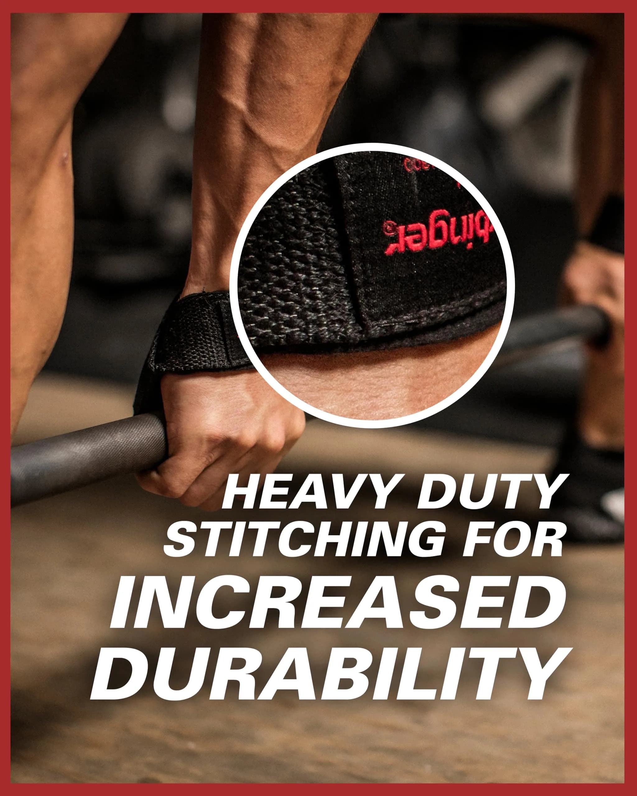 Harbinger Padded Cotton Lifting Straps with NeoTek Cushioned Wrist (Pair, Merlot) | Secure Grip for Heavy Lifts - view 5