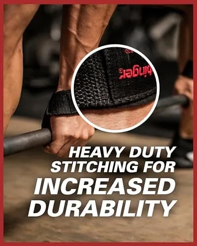 Harbinger Padded Cotton Lifting Straps with NeoTek Cushioned Wrist (Pair, Merlot) | Secure Grip for Heavy Lifts thumbnail 5