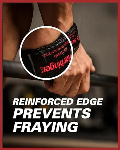 Harbinger Padded Cotton Lifting Straps with NeoTek Cushioned Wrist (Pair, Merlot) | Secure Grip for Heavy Lifts thumbnail 6