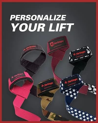 Harbinger Padded Cotton Lifting Straps with NeoTek Cushioned Wrist (Pair, Merlot) | Secure Grip for Heavy Lifts thumbnail 7
