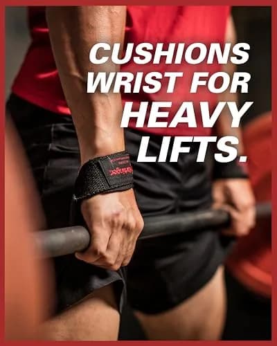 Harbinger Padded Cotton Lifting Straps with NeoTek Cushioned Wrist (Pair, Merlot) | Secure Grip for Heavy Lifts thumbnail 2