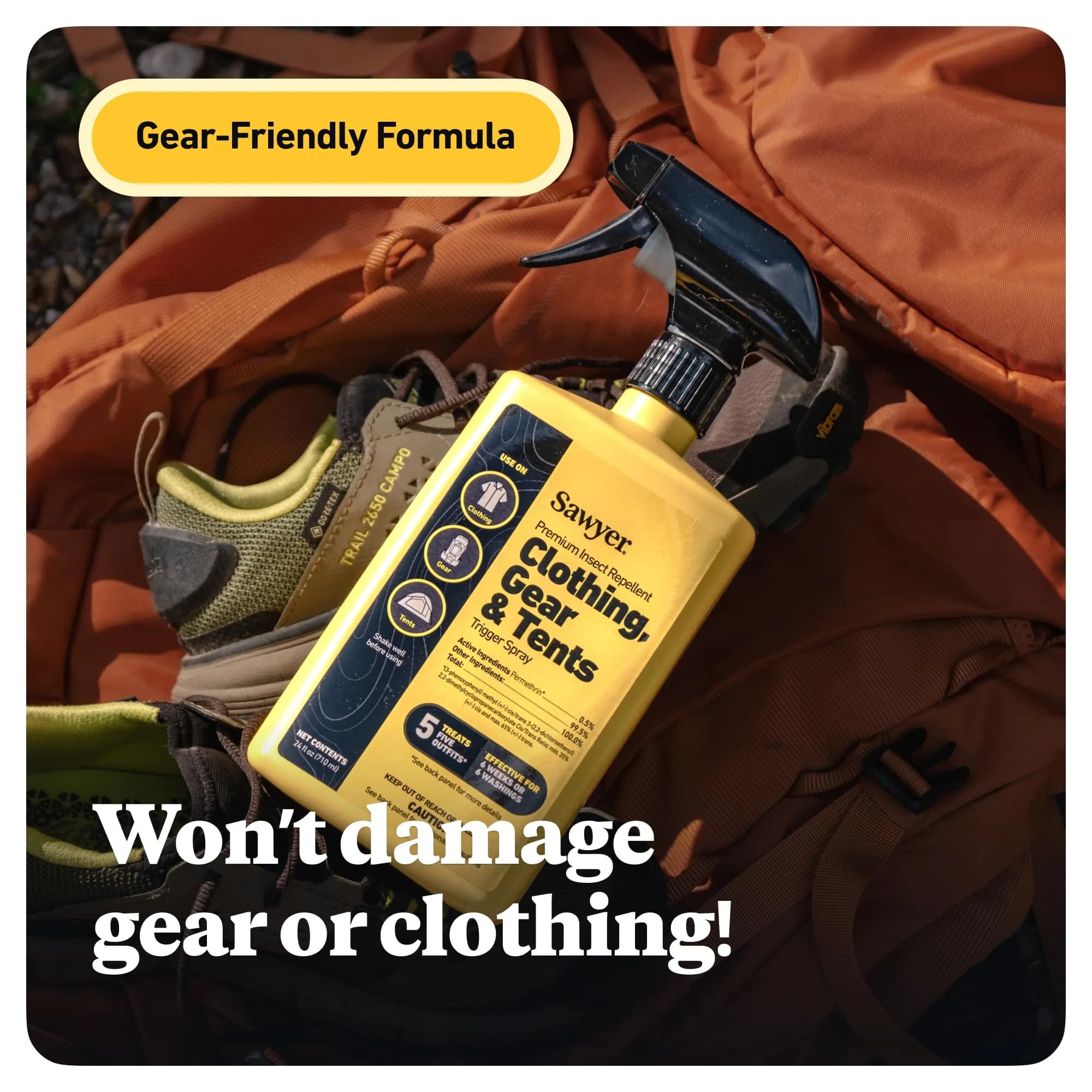 Sawyer Permethrin Insect Repellent Spray for Clothing & Gear, 709ml (24 Fl Oz) | Kills Ticks & Mosquitoes for 6 Weeks - view 3