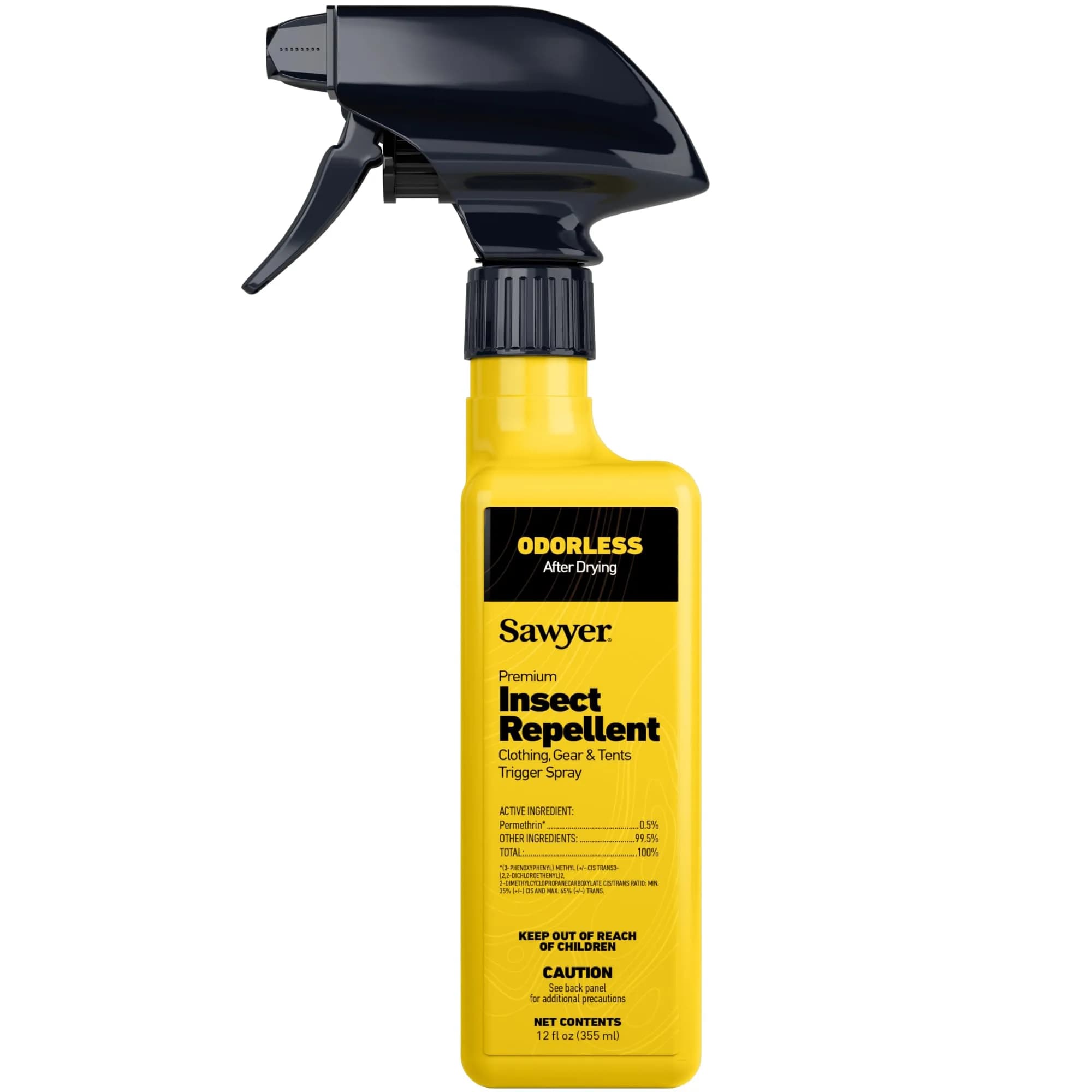 Sawyer Permethrin Insect Repellent Spray for Clothing & Gear, 709ml (24 Fl Oz) | Kills Ticks & Mosquitoes for 6 Weeks — Yellow