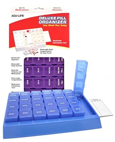 Acu-Life Pop-Out Daily 7-Day Pill Organizer | 17.3cm (6.75 in) x 26.4cm (9.75 in) x 4.5cm (1 in) thumbnail 1