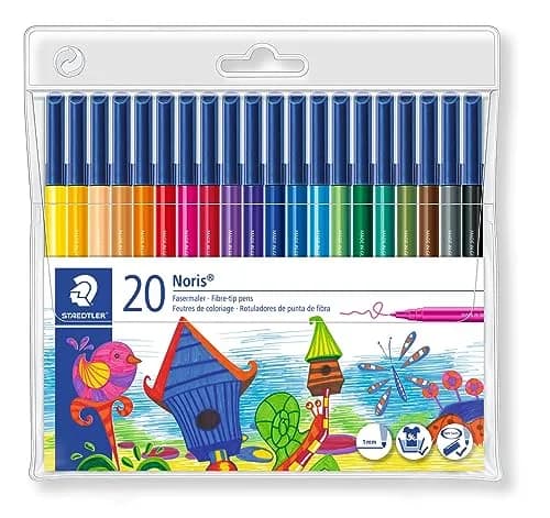 STAEDTLER Marking Pen Set - Fine Tip 20 Pack Assorted Colors | Water-Based, Non-Toxic, Washable for Kids thumbnail 1