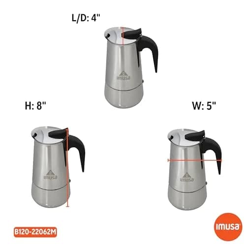 Imusa Stainless Steel 6 Cup Coffee Maker | Elegant Stovetop Espresso & Moka Pot (70-120 chars) thumbnail 7