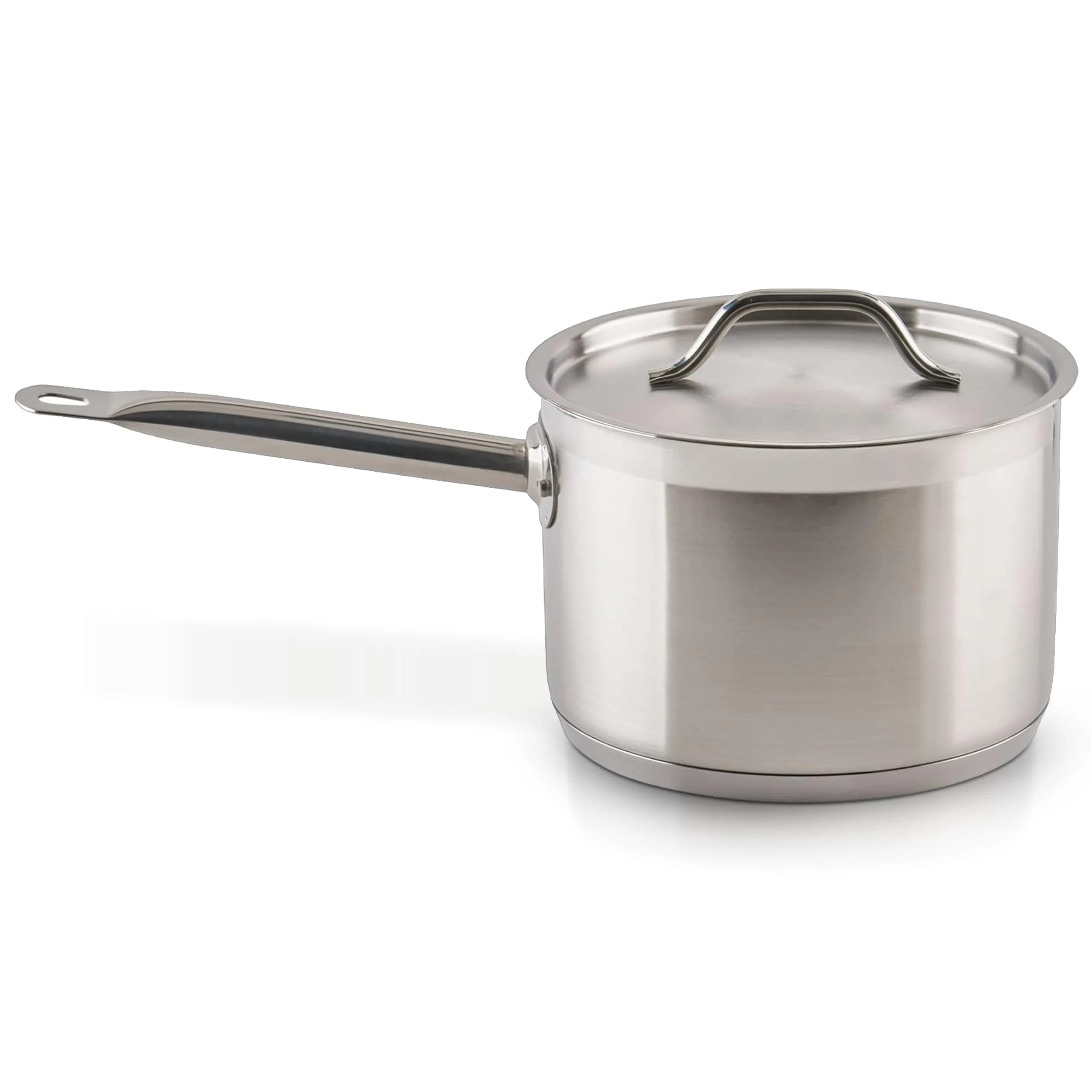 Winco 2 qt Stainless Steel Sauce Pan with Lid and Cover | Heavy-Duty Tri-Ply Construction (70-120 chars)