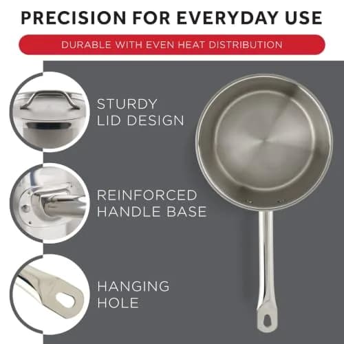Winco 2 qt Stainless Steel Sauce Pan with Lid and Cover | Heavy-Duty Tri-Ply Construction (70-120 chars) thumbnail 5