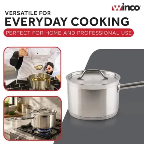 Winco 2 qt Stainless Steel Sauce Pan with Lid and Cover | Heavy-Duty Tri-Ply Construction (70-120 chars) thumbnail 6