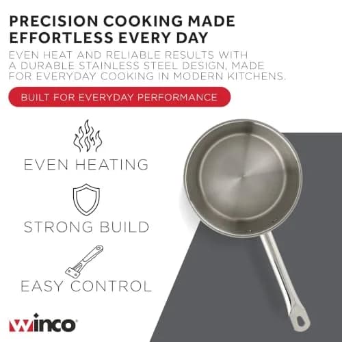 Winco 2 qt Stainless Steel Sauce Pan with Lid and Cover | Heavy-Duty Tri-Ply Construction (70-120 chars) thumbnail 3
