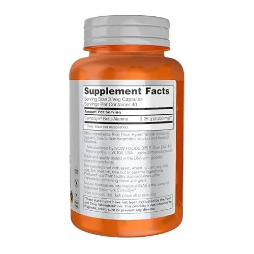 NOW Sports Beta-Alanine 750 mg | Delays Muscle Fatigue & Boosts Endurance, 120 Veg Caps thumbnail 2