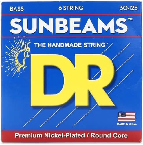 DR Strings Sunbeam Nickel Plated Round Core 6-String Bass Strings 30-125 Medium | Brightness, Warmth & Flexibility thumbnail 1
