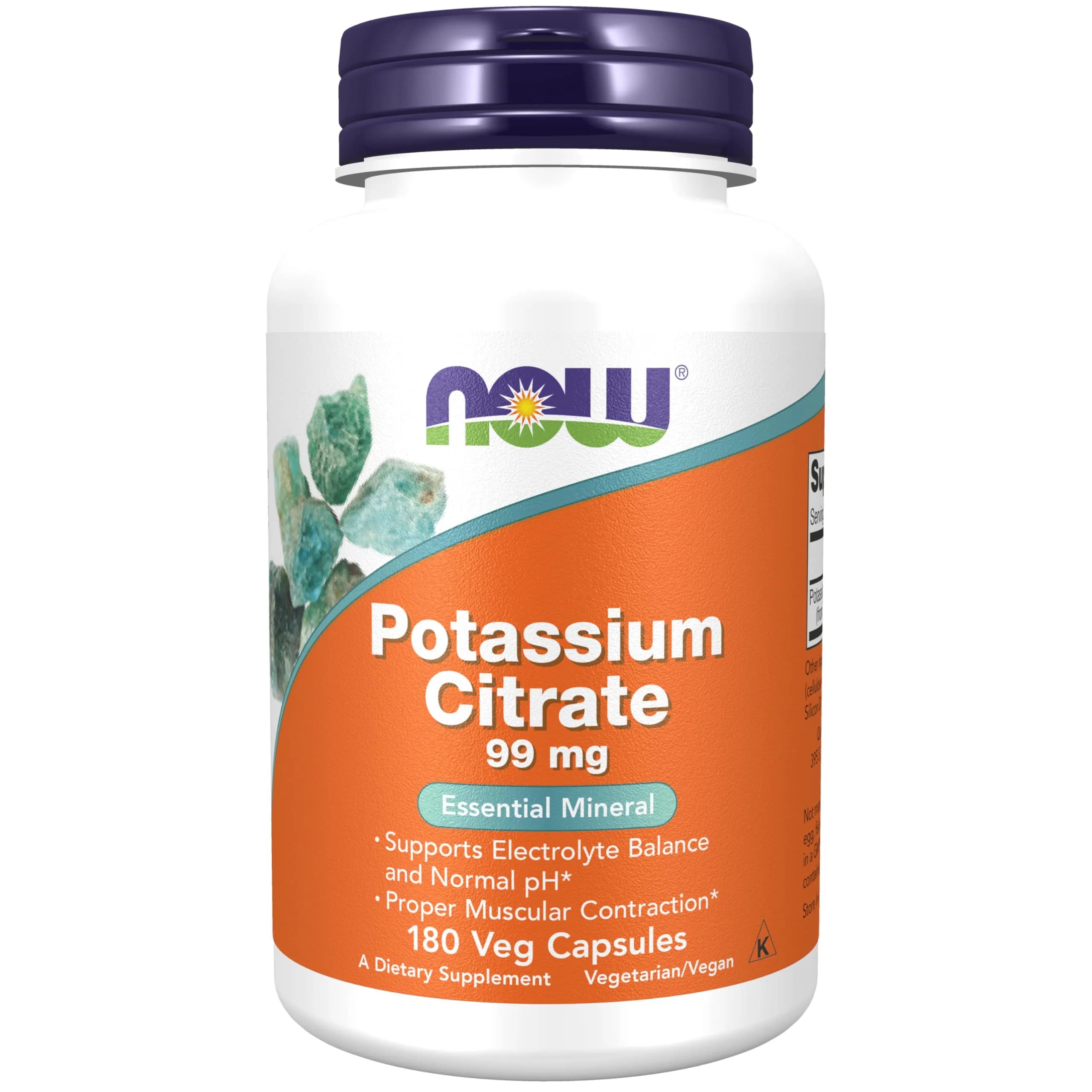 NOW Foods Potassium Citrate 99 mg 180 Capsules | Supports Electrolyte Balance and Normal pH - main product image