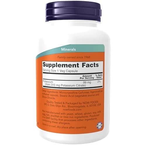 NOW Foods Potassium Citrate 99 mg 180 Capsules | Supports Electrolyte Balance and Normal pH thumbnail 2