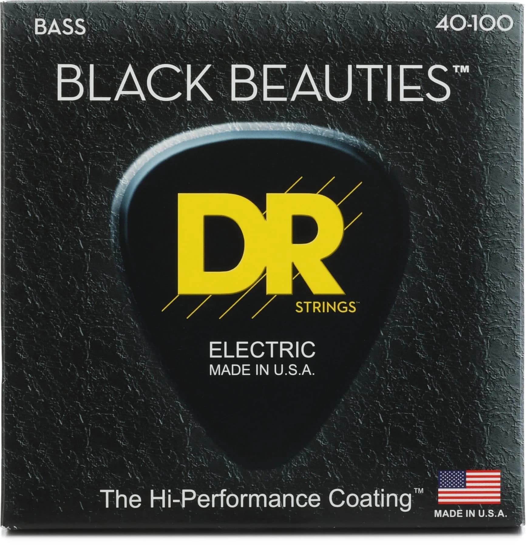 DR Strings Black Beauties Bass Guitar Strings Light 40-100 (4-String Set) | K3 Coated Stainless Steel — 40-100