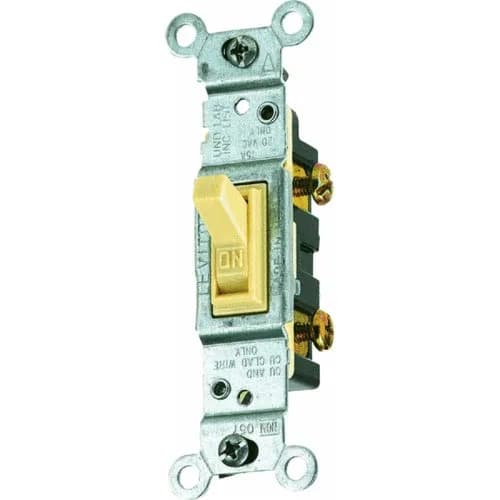 Leviton 15 Amp, 120 Volt Toggle Single-Pole AC Quiet Switch | Residential Grade, Grounding, Ivory thumbnail 1