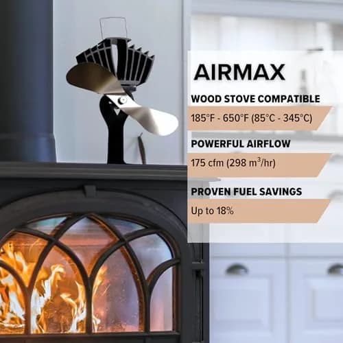 Ecofan AirMax Heat Powered Stove Fan | 175 CFM Airflow, Nickel Finish, Classic Design thumbnail 2
