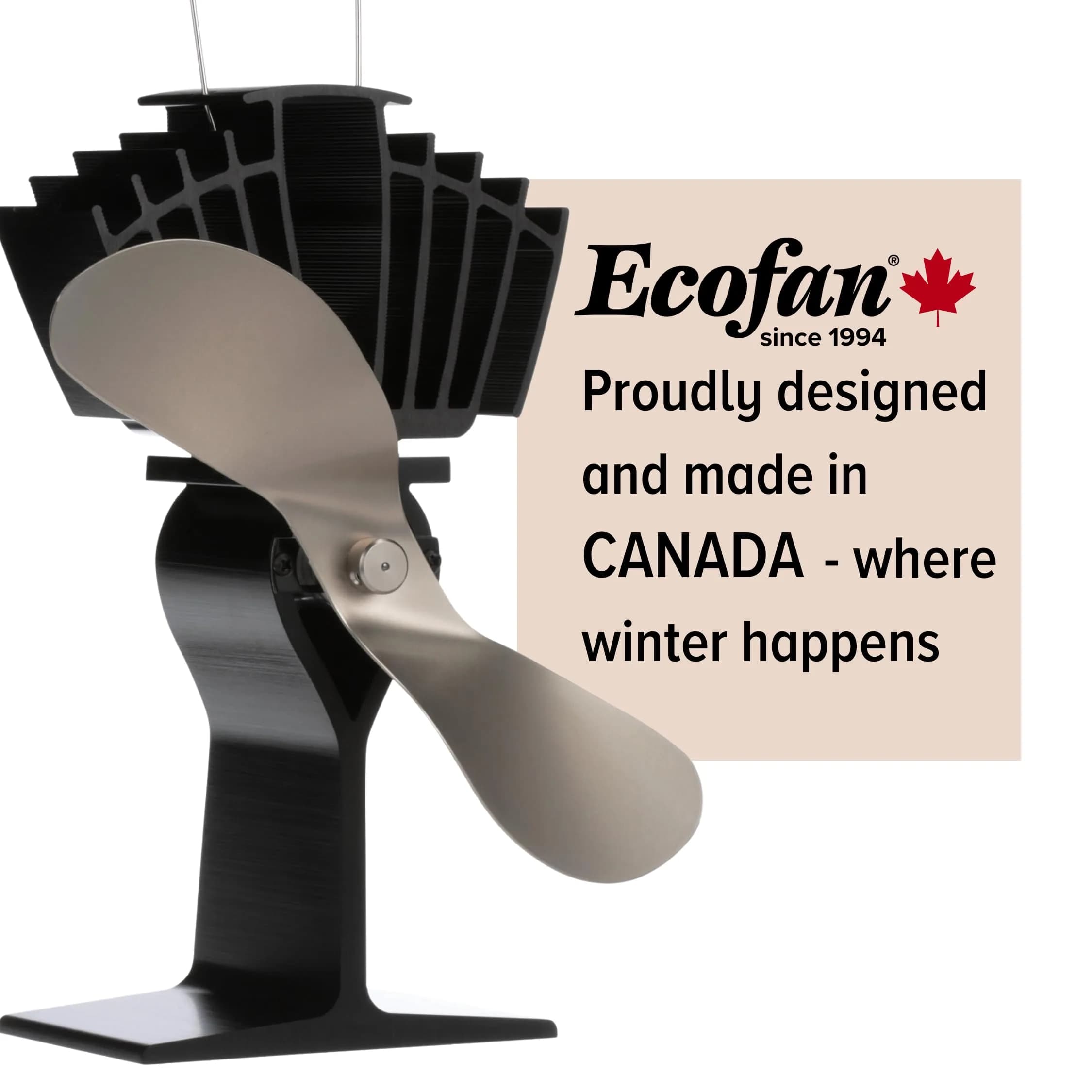 Ecofan AirMax Heat Powered Stove Fan | 175 CFM Airflow, Nickel Finish, Classic Design - view 3