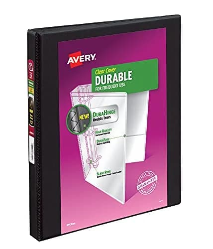 Avery Durable View 3 Ring Binder, 1/2 Inch Slant Rings, 135 Sheet Capacity, Black | Tear-Resistant DuraHinge Spine thumbnail 1