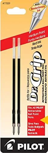 PILOT Dr. Grip Ballpoint Ink Refills Medium Point Red Ink 2-Pack (1.0mm) | Smooth Ink Flow thumbnail 1