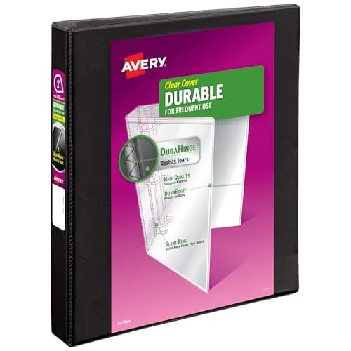 Avery Durable View 3 Ring Binder, 1" Slant Rings, 250 Sheet Capacity, Black | Tear-Resistant Spine & Edges thumbnail 1