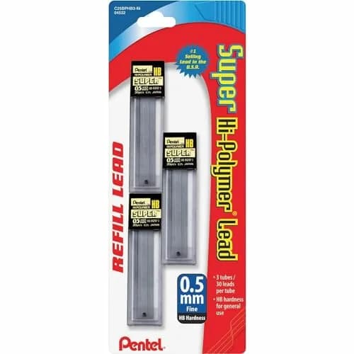 Pentel Super Hi-Polymer Lead Refills 0.5mm HB Fine 90 Pieces | Smooth Ink Flow thumbnail 4