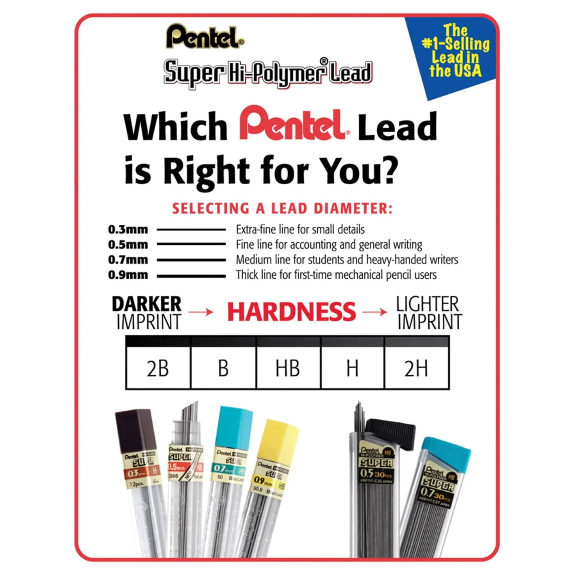 Pentel Super Hi-Polymer Lead Refills 0.5mm HB, 90 Pieces - Standard Packaging for Smooth & Strong Daily Writing - view 5