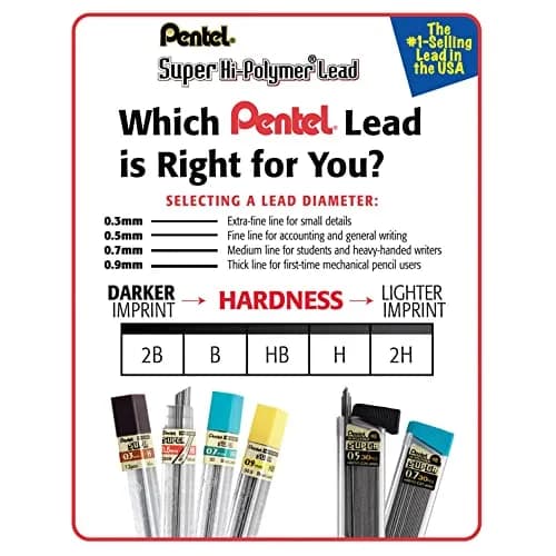 Pentel Super Hi-Polymer Lead Refills 0.5mm HB Fine 90 Pieces | Smooth Ink Flow thumbnail 5