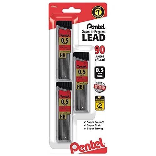 Pentel Super Hi-Polymer Lead Refills 0.5mm HB Fine 90 Pieces | Smooth Ink Flow thumbnail 1