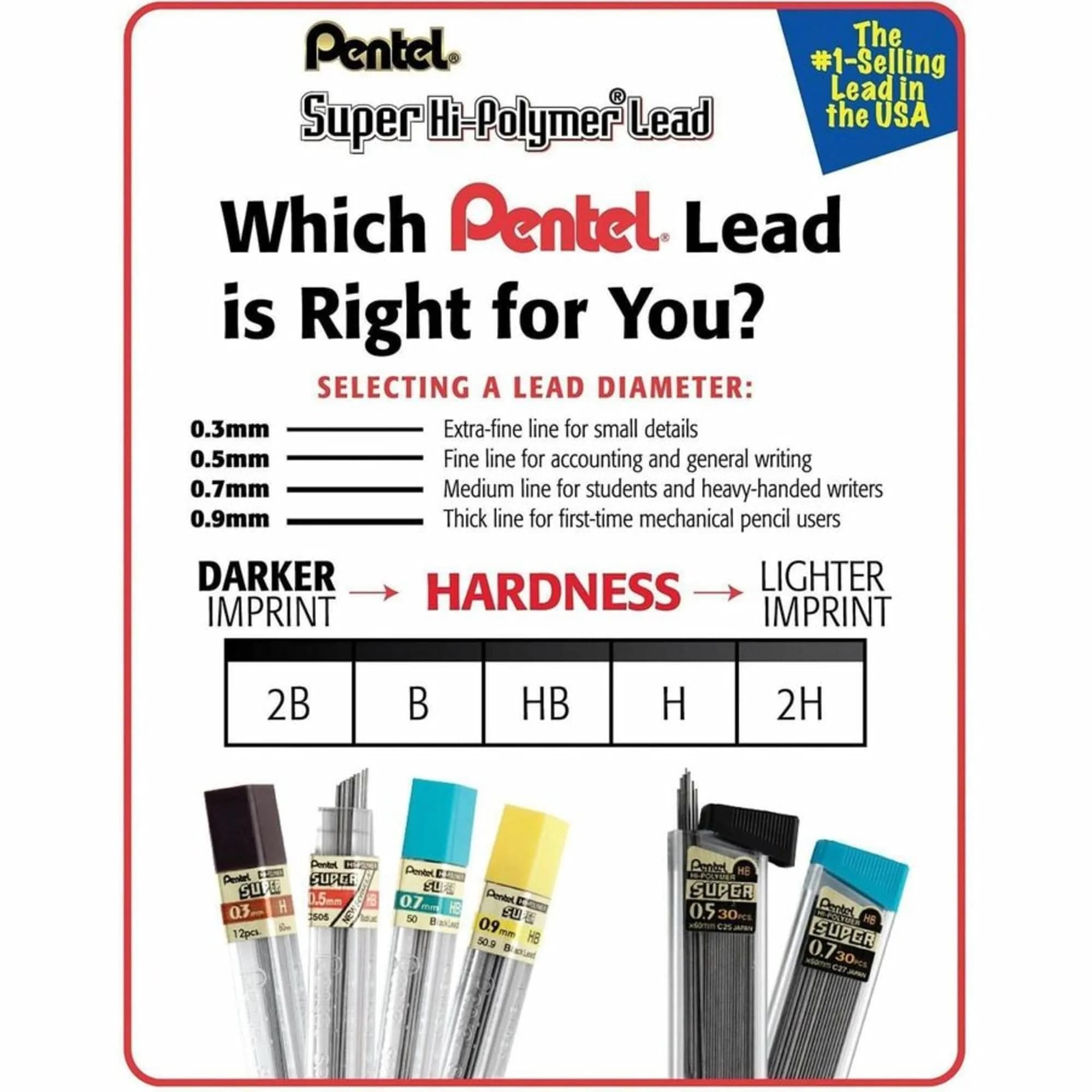 Pentel Super Hi-Polymer Lead Refills 0.5mm HB, 90 Pieces - Standard Packaging for Smooth & Strong Daily Writing - view 2