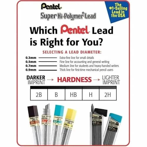 Pentel Super Hi-Polymer Lead Refills 0.5mm HB Fine 90 Pieces | Smooth Ink Flow thumbnail 2