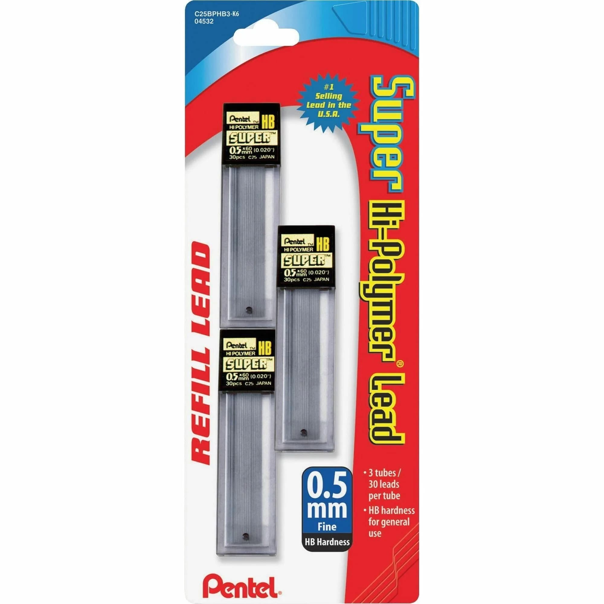 Pentel Super Hi-Polymer Lead Refills 0.5mm HB, 90 Pieces - Standard Packaging for Smooth & Strong Daily Writing - view 4