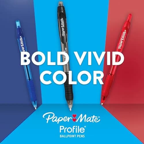 Paper Mate Profile Retractable Ballpoint Pens, Bold Point (1.4mm), Purple Ink, 12 Count | Smooth Writing Instrument thumbnail 3