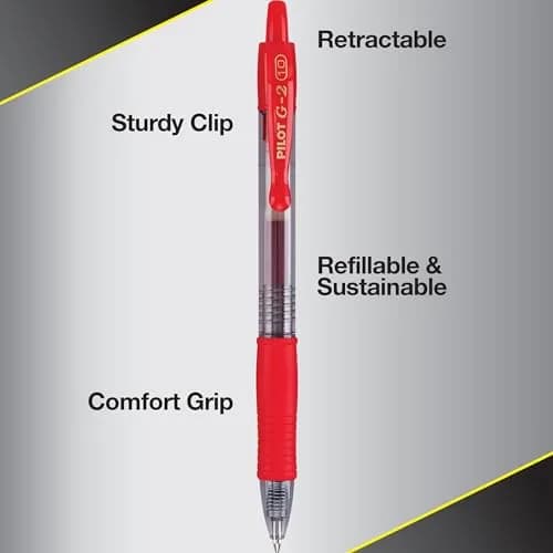 PILOT G2 Premium Gel Roller Pens, Bold Point 1 mm, Red Ink, Pack of 12 | Smooth Writing Instrument for Students & Professionals thumbnail 5