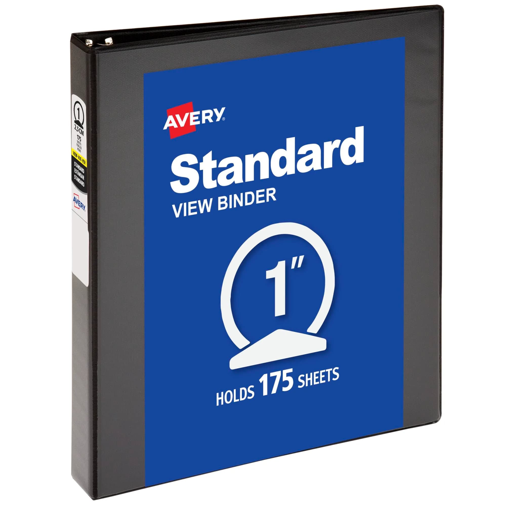 Avery 1-Inch Round Rings Black Binder, 1 Pack | Standard View Storage Binder - main product image