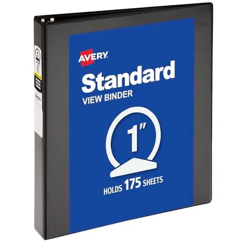Avery Standard View 3 Ring Binder, 3" Round Rings, 460-Sheet Capacity, 3.5 Inch Wide Spine, Black | Value Pack Storage Binder — Black