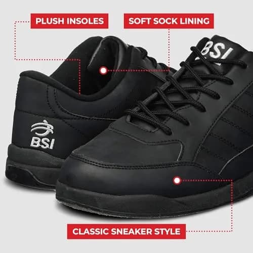 BSI Men’s 521 Sport Basic Shoe - Lightweight Leather Bowling Shoes with Cushioned Support for Men, Black, 9.0 thumbnail 4