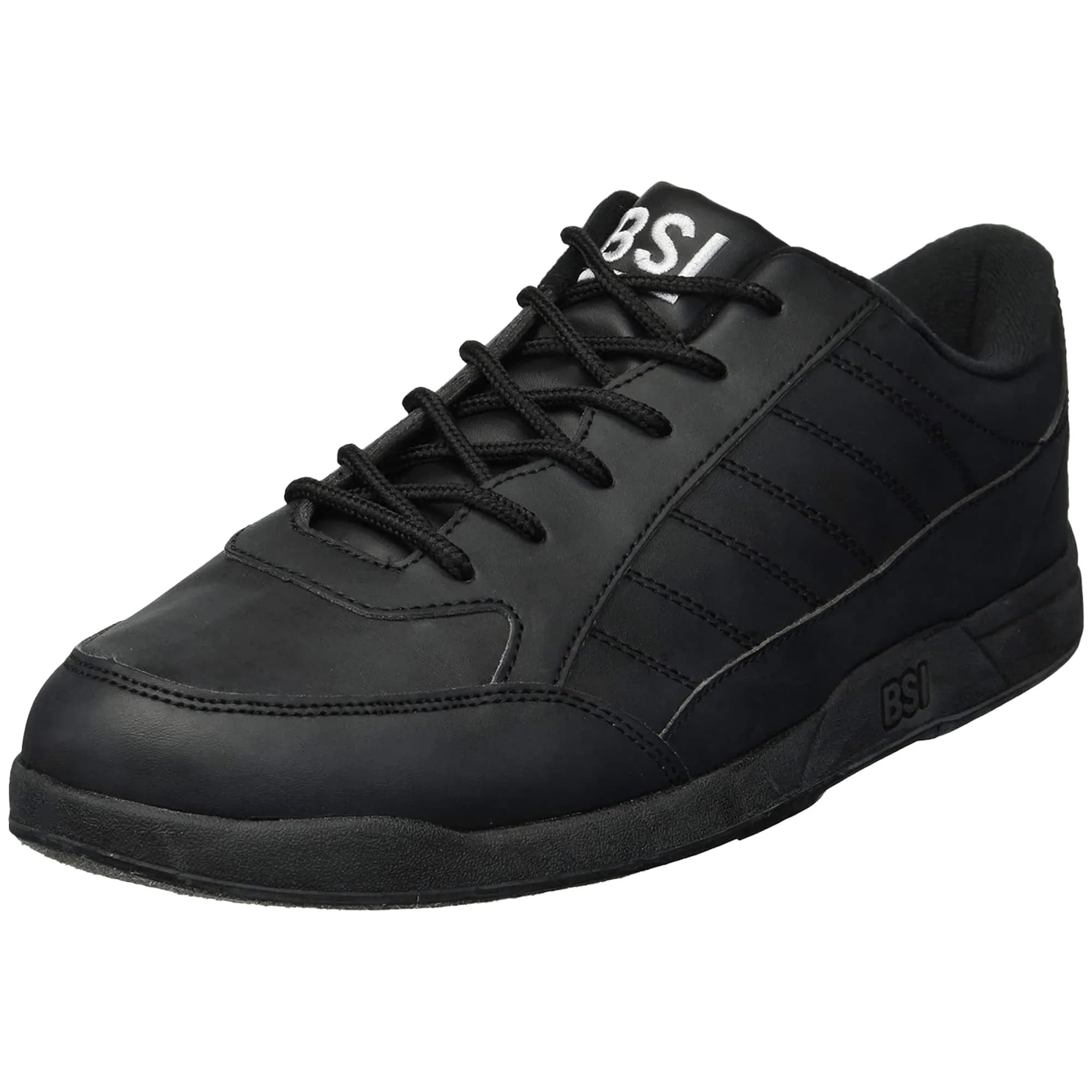 BSI Men’s 521 Sport Basic Shoe - Lightweight Leather Bowling Shoes with Cushioned Support for Men, Black, 9.0 — 11
